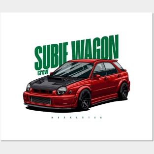 Subie Wagon (red) Posters and Art